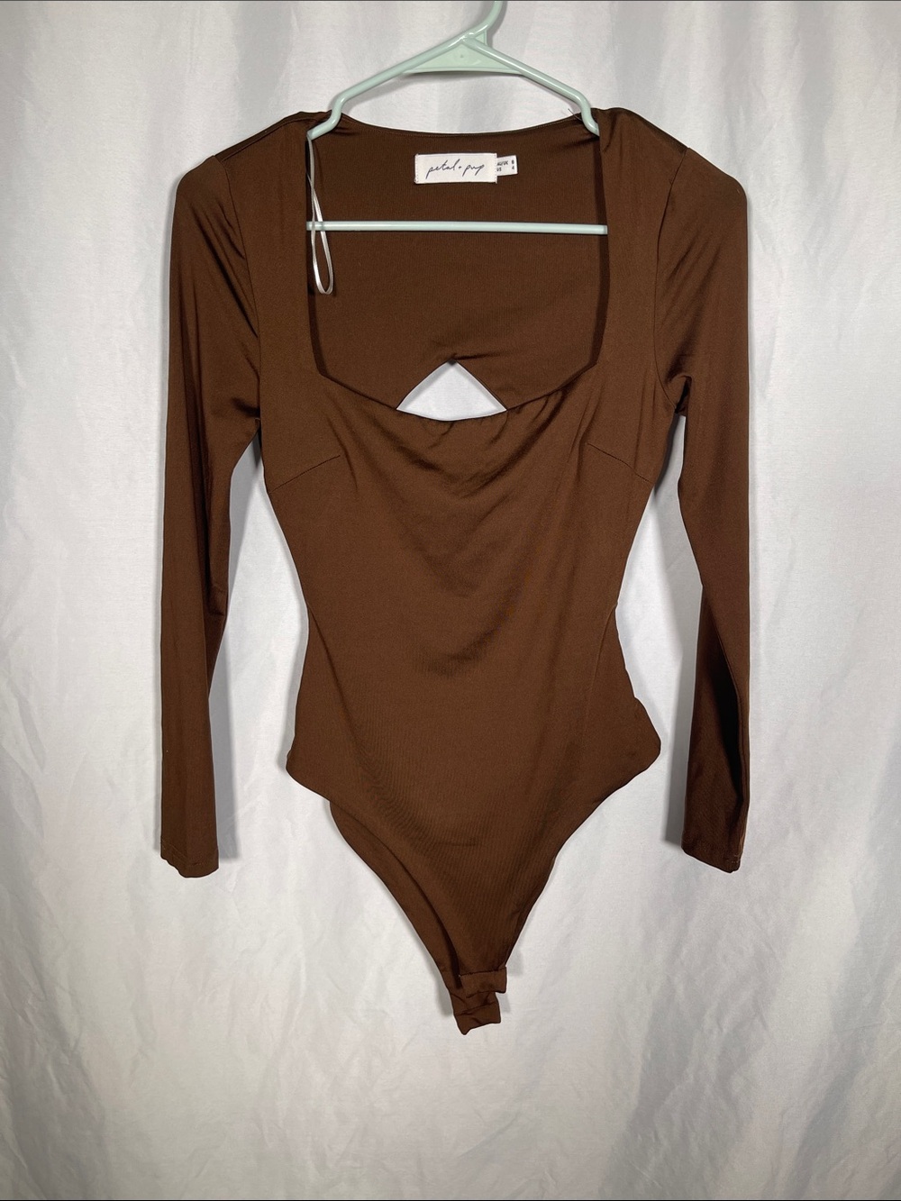 PETAL & PUP WOMENS BROWN OPEN BACK SQUARE NECK BODYSUIT 4 SMALL